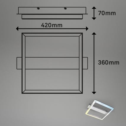 Briloner 3760-019 - Lampă de tavan LED reglabilă FRAME LED/23W/230V 2700-6500K 42x36 cm + telecomandă