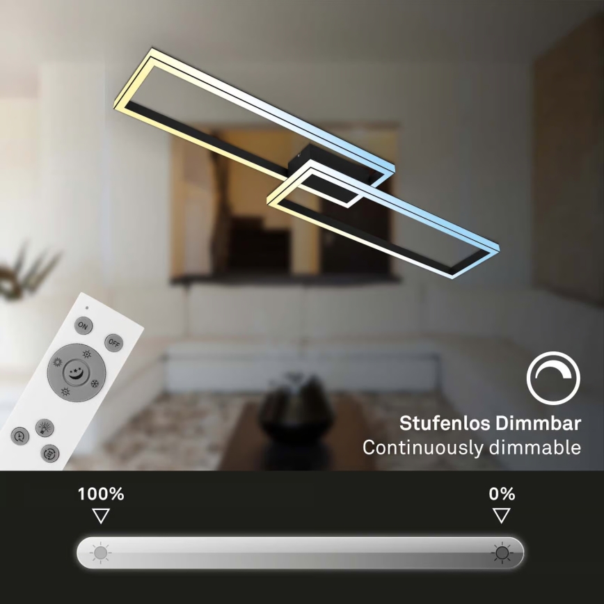 Briloner 3761015 - Plafonier LED reglabil LED/45W/230V 2700-6500K, negru + telecomandă