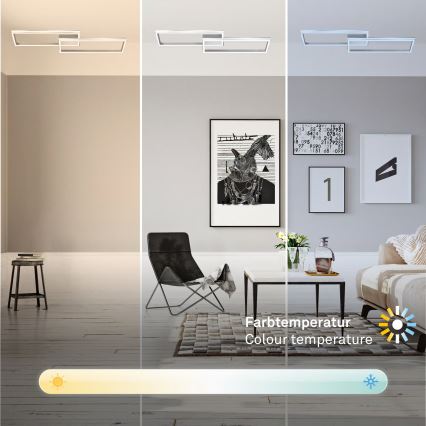 Briloner 3761019 - Plafonieră LED reglabilă, 45W/230V, 2700-6500K, crom mat, cu telecomandă