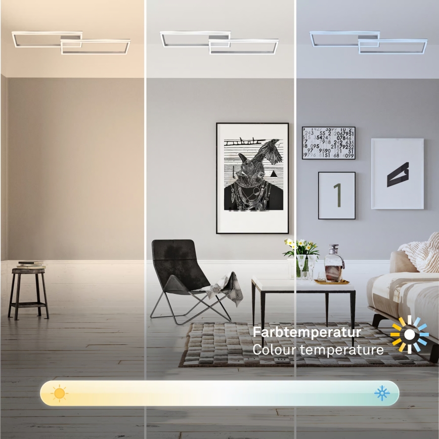 Briloner 3761019 - Plafonieră LED reglabilă, 45W/230V, 2700-6500K, crom mat, cu telecomandă