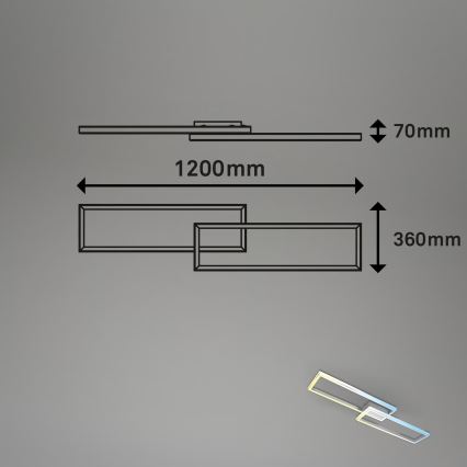 Briloner 3761019 - Plafonieră LED reglabilă, 45W/230V, 2700-6500K, crom mat, cu telecomandă