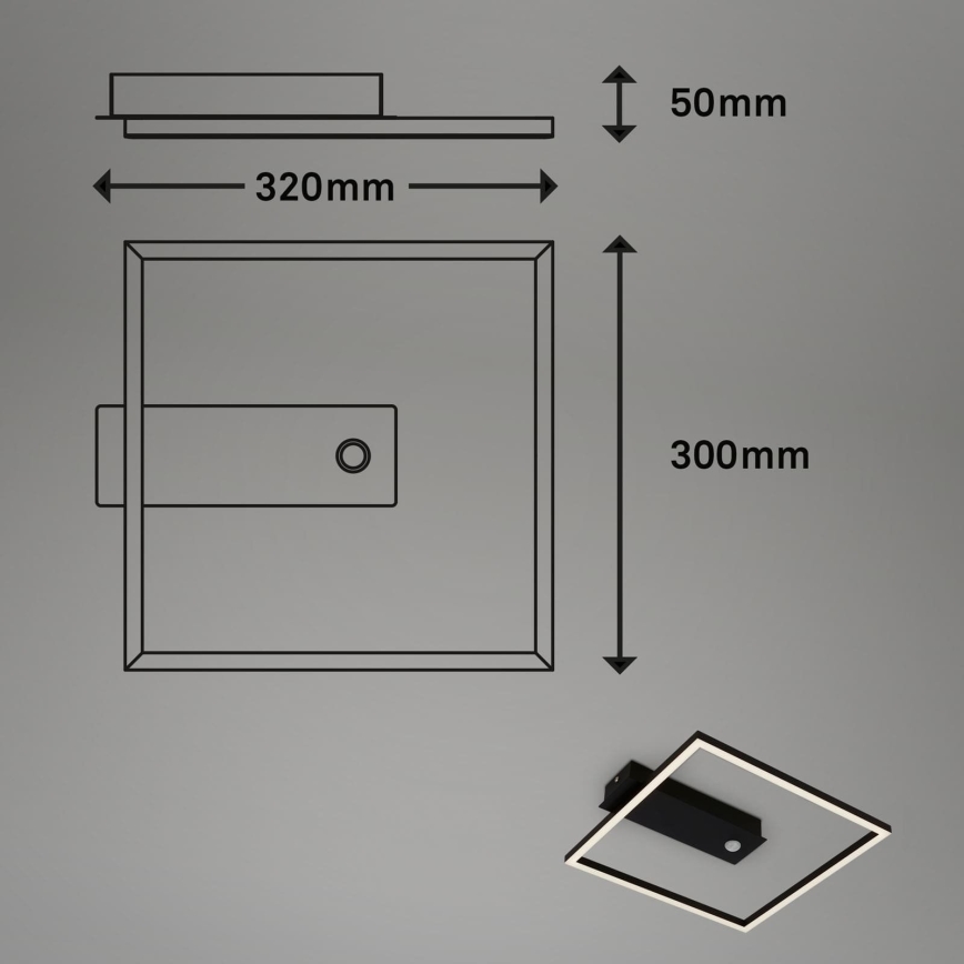 Briloner 3770-015 - Plafonieră LED FRAME cu senzor de mișcare și senzor crepuscular LED/14W/230V 3000K 30x32 cm negru