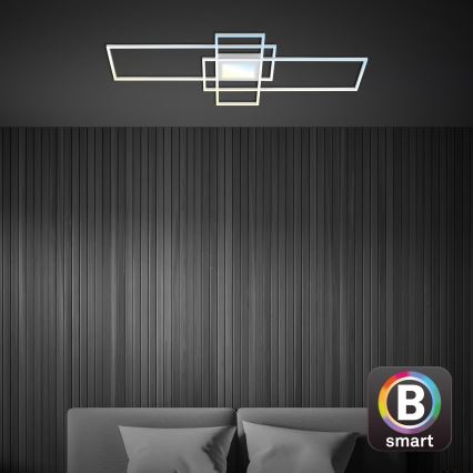 Briloner 3812019 - Plafonieră LED RAM, reglabilă, 56 W, 230 V, Wi‑Fi Tuya, 111 x 42 cm + telecomandă
