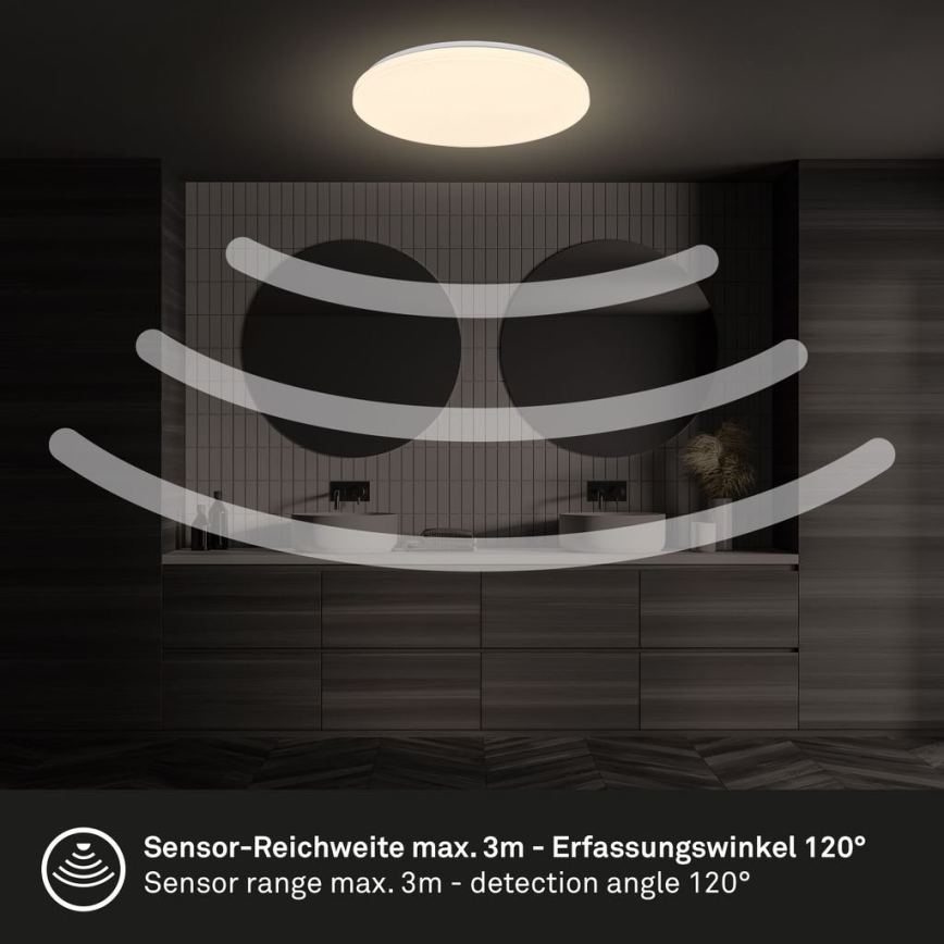 Briloner 3827-016 - Plafonieră LED pentru baie cu senzor WALK LED/13W/230V IP54 Ø 27 cm albă