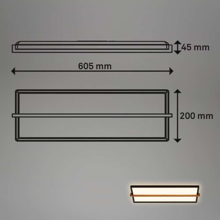Briloner 3846015 - Plafonieră LED REMSA LED/22W/230V 3000K 60,5x20 cm negru