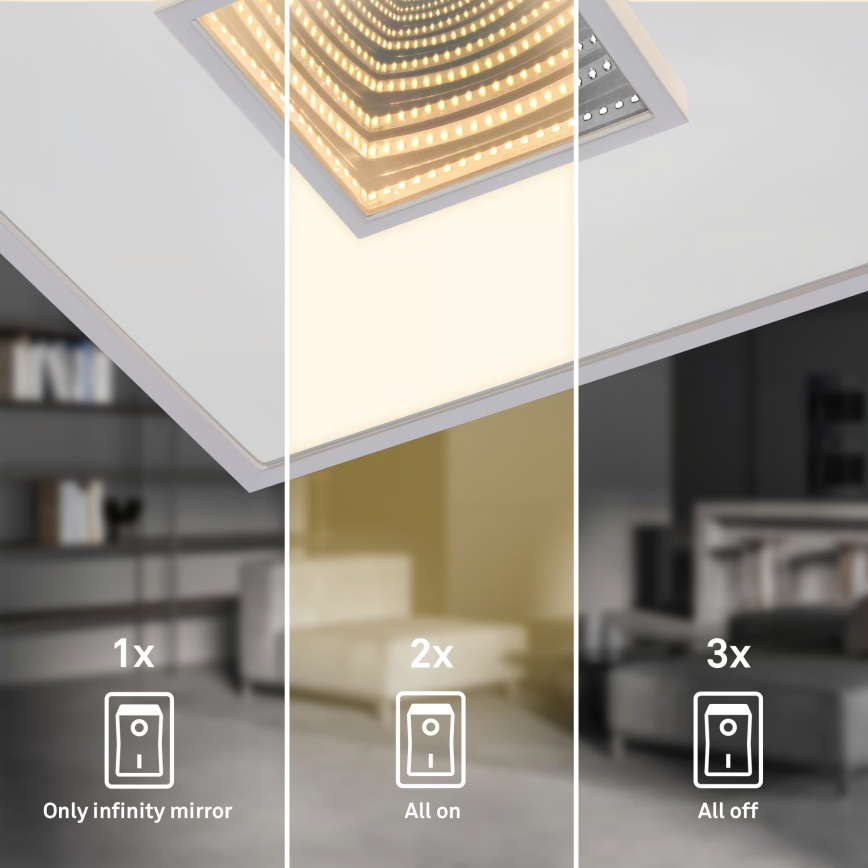 Briloner 3848014 - Plafonieră LED TORO LED/18W/230V 42x42 cm crom mat