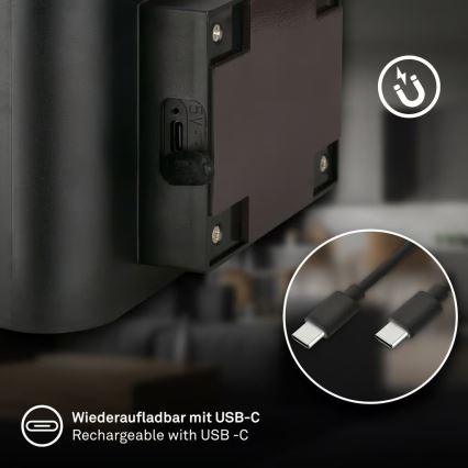 Briloner 3878015 - Lampă LED de perete reîncărcabilă CHAT, cu senzor de mișcare și senzor de amurg, LED/3W/5V 2000 mAh, neagră