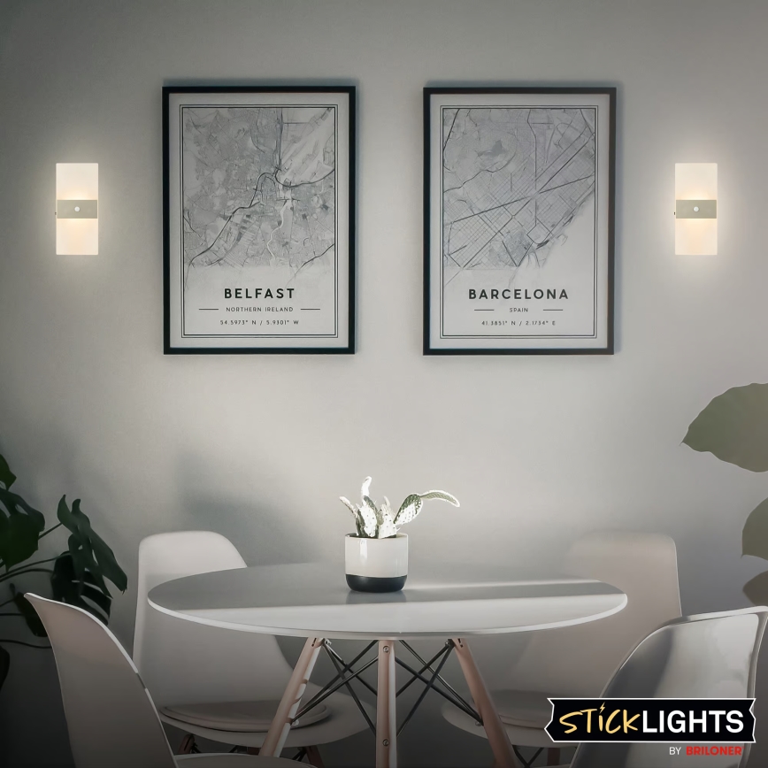 Briloner 3888012 - Aplică de perete LED reîncărcabilă AURA cu senzor de mișcare și de crepuscul LED/2,5W/5V 1800 mAh crom mat