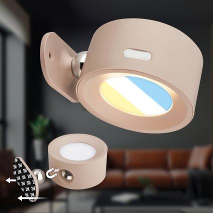 Briloner 3896011 - Aplica de perete LED reîncărcabilă TARI, cu reglare a intensității, 1,6W/5V, 1500 mAh, bej