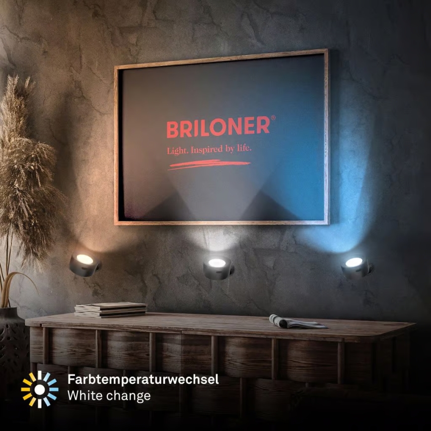 Briloner 3896015 - Aplica de perete LED reîncărcabilă, dimabilă TARI LED/1,6W/5V 1500 mAh, negru