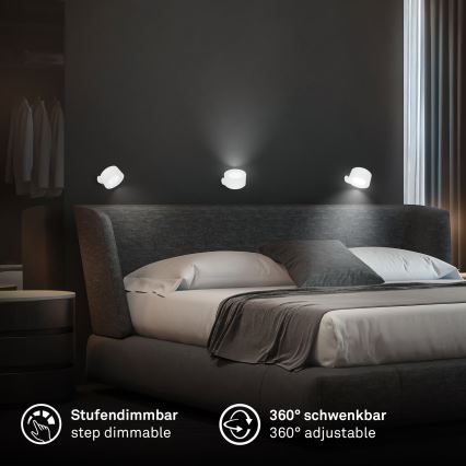Briloner 3896016 - Lampă LED de perete TARI, reîncărcabilă, reglabilă, 1,6 W/5 V, 1500 mAh, alb