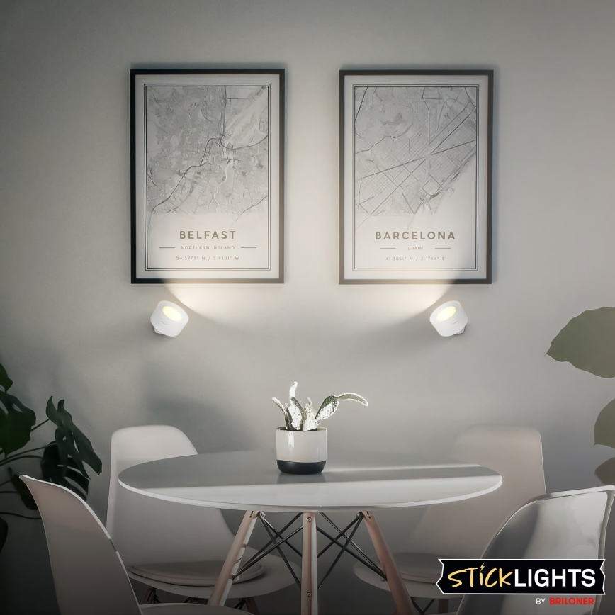 Briloner 3896016 - Aplică LED de perete reîncărcabilă TARI, reglabilă, 1,6W/5V, 1500 mAh, albă