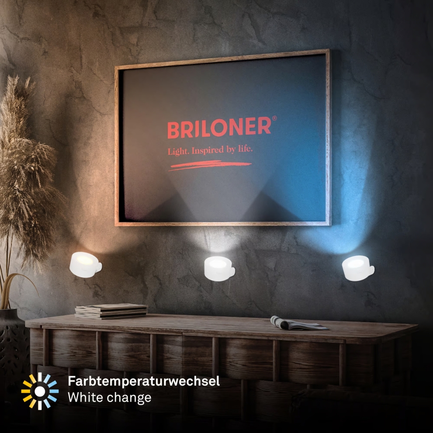 Briloner 3896016 - Aplică LED de perete reîncărcabilă TARI, reglabilă, 1,6W/5V, 1500 mAh, albă