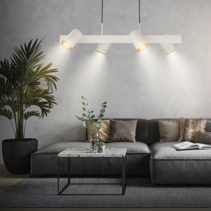 Briloner 4058044 - Candelabru suspendat pe cablu ERA 4xGU10/10W/230V, crem