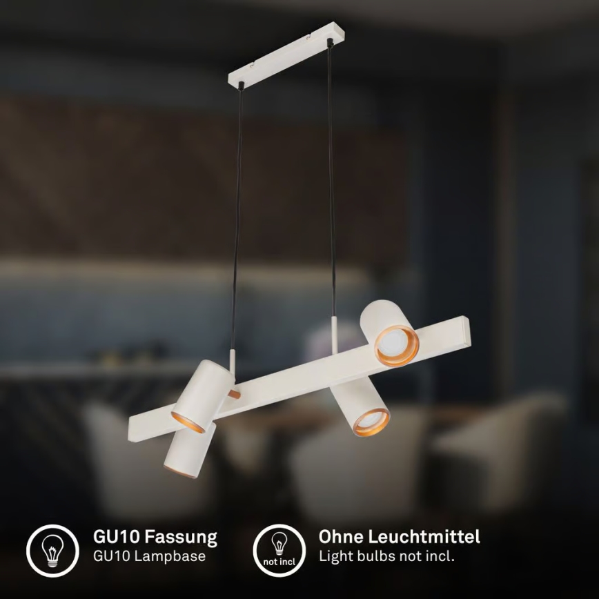 Briloner 4058044 - Candelabru suspendat pe cablu ERA 4xGU10/10W/230V, crem