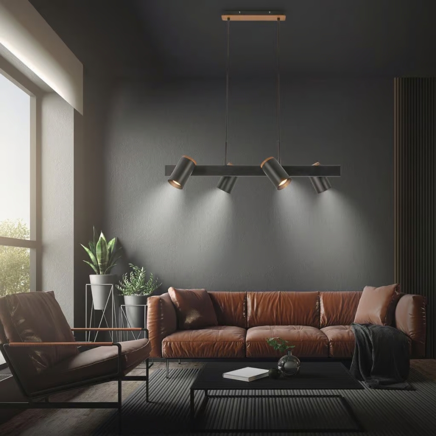 Briloner 4059045 - Lampă suspendată cu cablu ERA, 4 x GU10, 10 W, 230 V, neagră