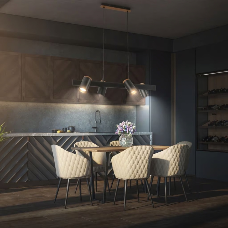 Briloner 4059045 - Lampă suspendată cu cablu ERA, 4 x GU10, 10 W, 230 V, neagră