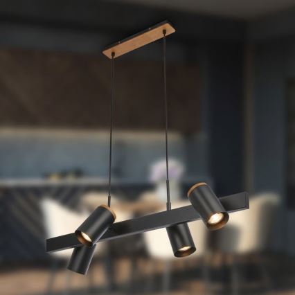 Briloner 4059045 - Lampă suspendată cu cablu ERA, 4 x GU10, 10 W, 230 V, neagră