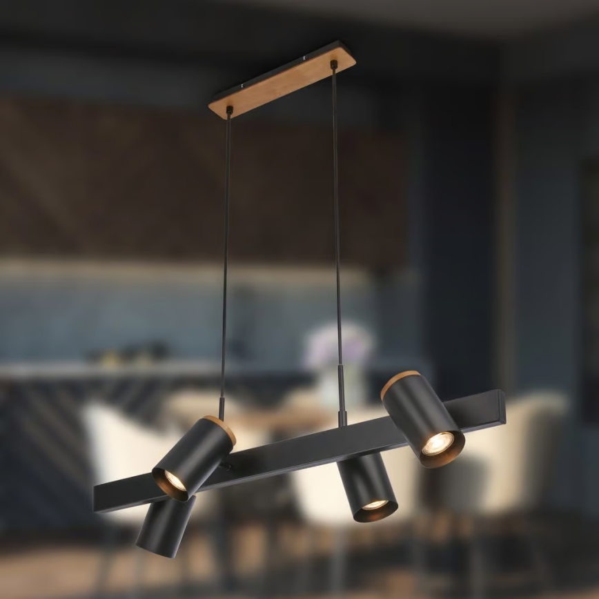 Briloner 4059045 - Lampă suspendată cu cablu ERA, 4 x GU10, 10 W, 230 V, neagră