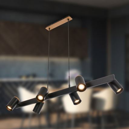 Briloner 4059065 - Lustră pe cablu ERA 6xGU10/10W/230V negru