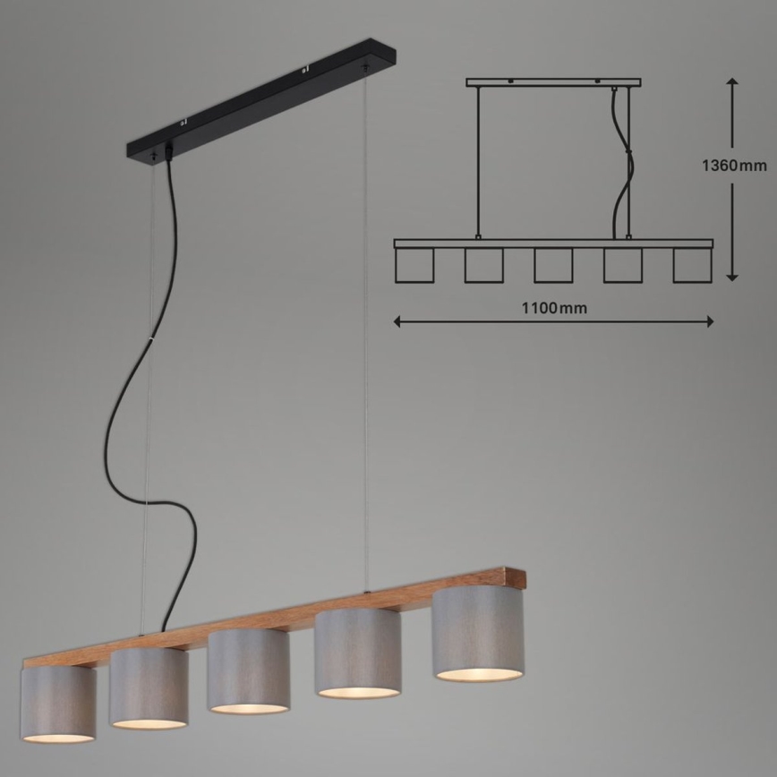 Briloner 4075-054 - Candelabru suspendat RHON, 5 x E14, 25 W, 230 V