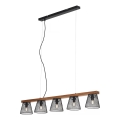 Briloner 4077-055 - Candelabru suspendat WOOD & STYLE pe cablu, 5xE14/25W/230V, lemn de cauciuc
