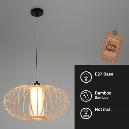 Briloner 4759011 - Pendul pe cablu 1xE27/10W/230V negru/bambus