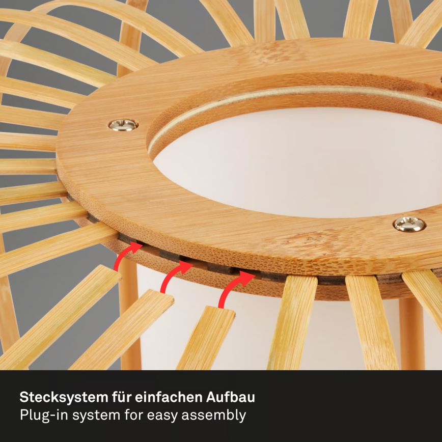 Briloner 4759011 - Pendul pe cablu 1xE27/10W/230V negru/bambus