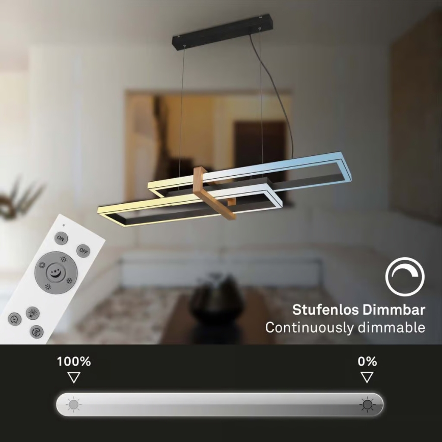 Briloner 4768015 - Lustru suspendat LED dimabil pe cablu, 44W, 230V, 2700-6500K + telecomandă
