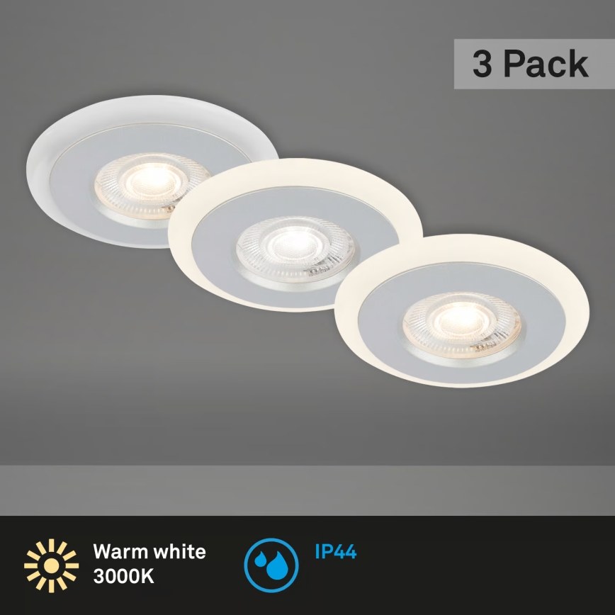 Briloner 7039034 - Set de 3 spoturi LED încastrate pentru baie, 3xLED/5W/230V, IP44, crom mat