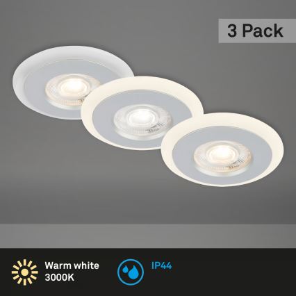 Briloner 7039034 - Set de 3 spoturi LED încastrate pentru baie, LED/5W/230V, IP44, crom mat