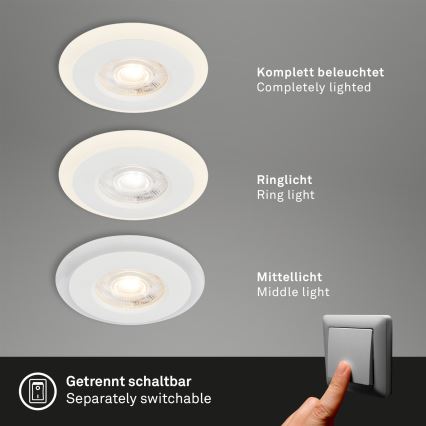 Briloner 7039036 - Set 3x spoturi LED încastrate pentru baie LED/5W/230V IP44 alb