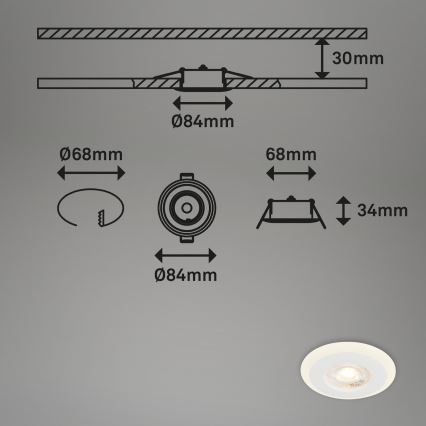 Briloner 7039036 - Set 3x spoturi LED încastrate pentru baie LED/5W/230V IP44 alb