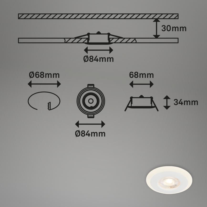 Briloner 7039036 - Set 3x spoturi LED încastrate pentru baie LED/5W/230V IP44 alb