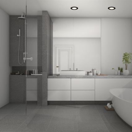 Briloner 7049015 - Spot LED încastrat pentru baie, dimabil, 6W, 230V, 3000K (alb cald), IP44, negru