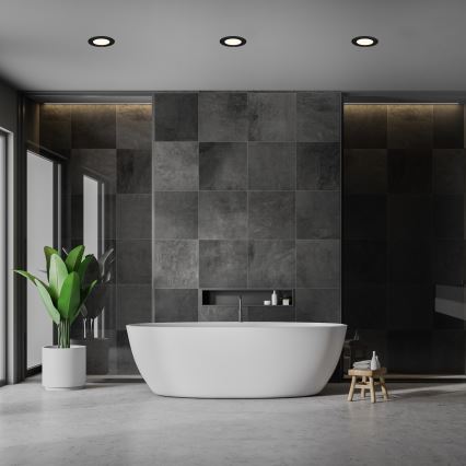 Briloner 7049015 - Spot LED încastrat pentru baie, dimabil, 6W, 230V, 3000K (alb cald), IP44, negru