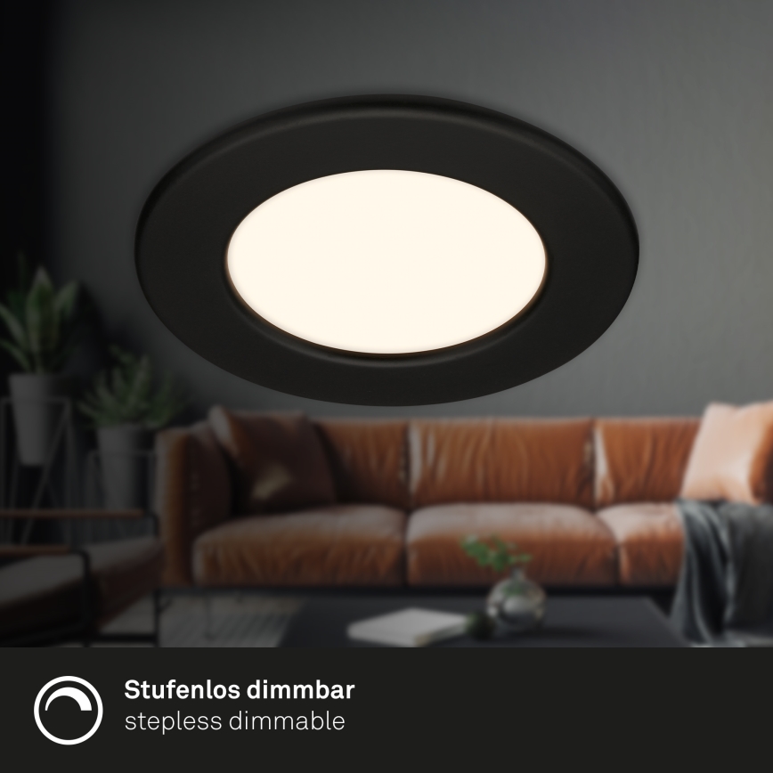Briloner 7049015 - Spot LED încastrat pentru baie, dimabil, 6W, 230V, 3000K (alb cald), IP44, negru