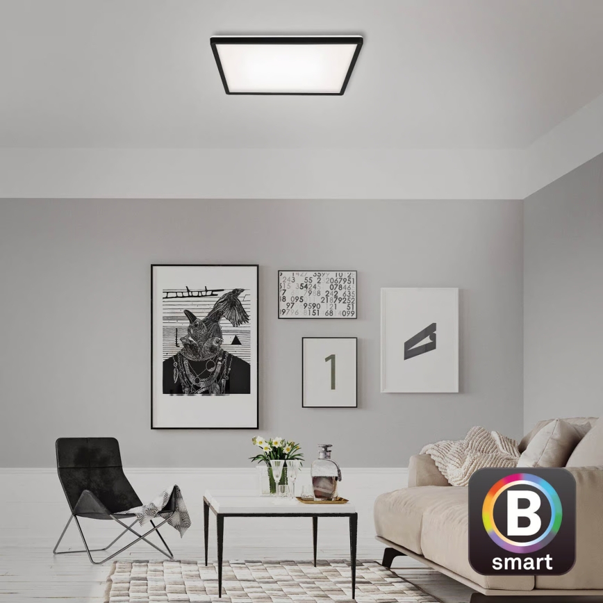Briloner 7060-015 - Panou LED aplicat SLIM reglabil LED/22W/230V 2700-6500K 42x42 cm negru Wi-Fi Tuya + telecomandă