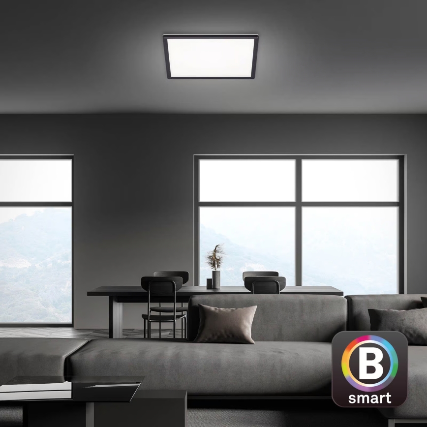 Briloner 7060-015 - Panou LED aplicat SLIM reglabil LED/22W/230V 2700-6500K 42x42 cm negru Wi-Fi Tuya + telecomandă