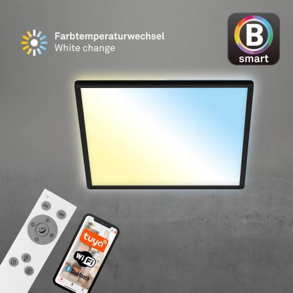Briloner 7060-015 - Panou LED aplicat SLIM reglabil LED/22W/230V 2700-6500K 42x42 cm negru Wi-Fi Tuya + telecomandă