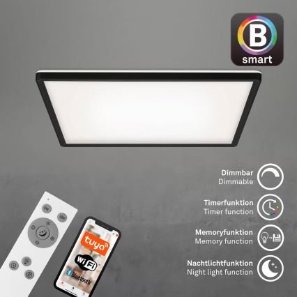 Briloner 7060-015 - Panou LED aplicat SLIM reglabil LED/22W/230V 2700-6500K 42x42 cm negru Wi-Fi Tuya + telecomandă