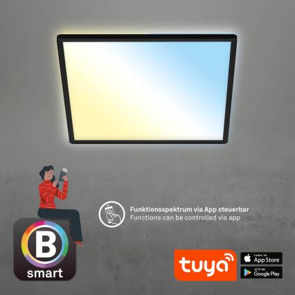 Briloner 7060-015 - Panou LED aplicat SLIM reglabil LED/22W/230V 2700-6500K 42x42 cm negru Wi-Fi Tuya + telecomandă