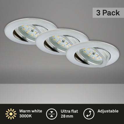 Briloner 7209-039 - Set de 3 spoturi LED încastrate pentru baie ATTACH LED/5W/230V IP23 crom mat