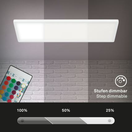 Briloner 7404-016 - Panou aplicat LED RGBW dimerizabil, 22W, 230V, 4000K + telecomandă