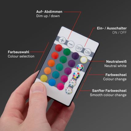 Briloner 7404-016 - Panou aplicat LED RGBW dimerizabil, 22W, 230V, 4000K + telecomandă