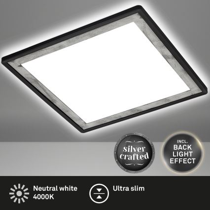 Briloner 7457-414 - Plafonieră LED SLIM 18W/230V 4000K 29x29 cm neagră