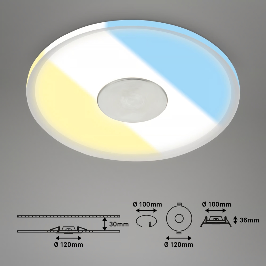Briloner 7480019 - LED Plafonieră încastrată pentru baie LED/6W/230V 3000/4000/6500K IP44 albă