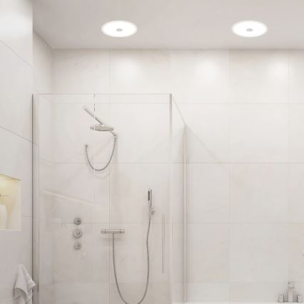 Briloner 7482019 - Plafonieră LED încastrată pentru baie, 14 W, 230 V, 3000/4000/6500 K, IP44, alb