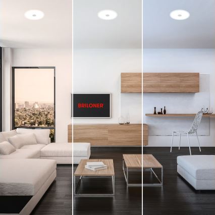 Briloner 7482019 - Plafonieră LED încastrată pentru baie, 14 W, 230 V, 3000/4000/6500 K, IP44, alb