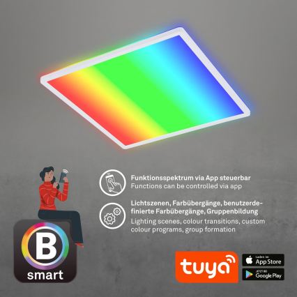 Briloner 7491-016 - Lampă de tavan SMART LED RGBW dimmabilă LED/22W/230V 4000K 42x42 cm Wi-Fi Tuya + telecomandă